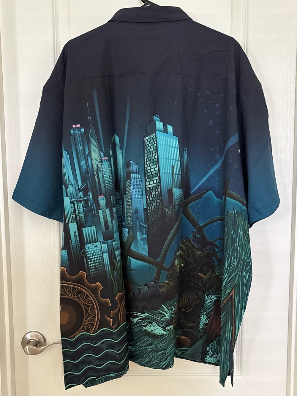 Retro Rifle Deep Blue Button Down - 4XL - Picture 4 of 10